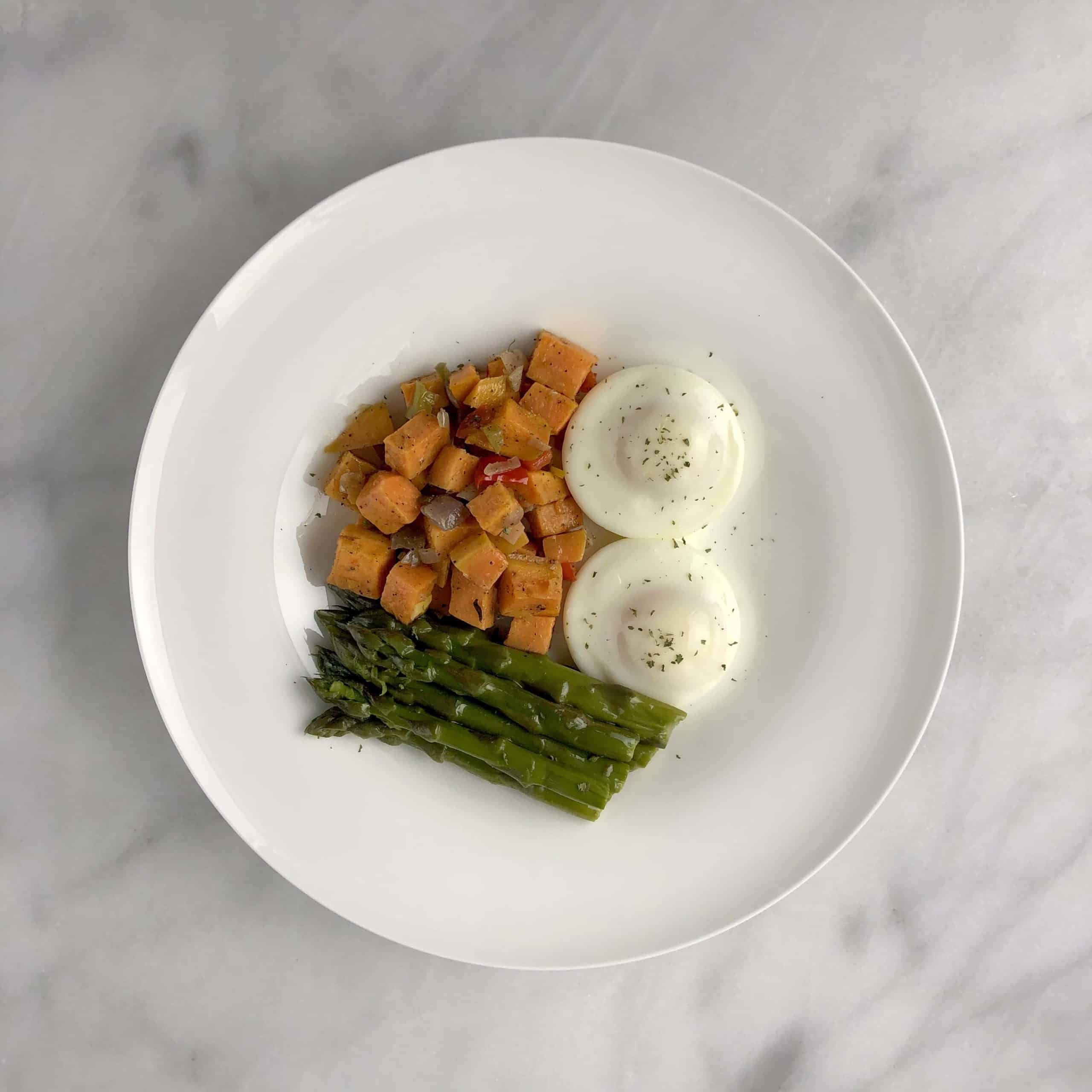 Poached Eggs with Sweet Potato Hash